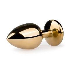   Easytoys Metal No.1 - anální kolík se zlatým kuželem a bílým kamenem (2,5 cm)