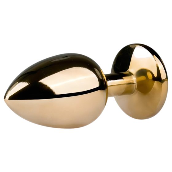 Easytoys Metal No.1 - anální kolík ve tvaru kužele se zirkonem - zlatý (2,5 cm)