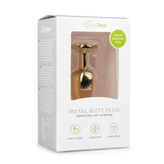   Easytoys Metal No.1 - anální kolík se zlatým kuželem a bílým kamenem (2,5 cm)