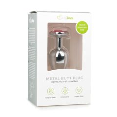   Easytoys Metal No.1 - stříbrný anální kolík s růžovým kamenem (2,7 cm)