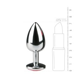   Easytoys Metal No.1 - stříbrný anální kolík s růžovým kamenem (2,7 cm)