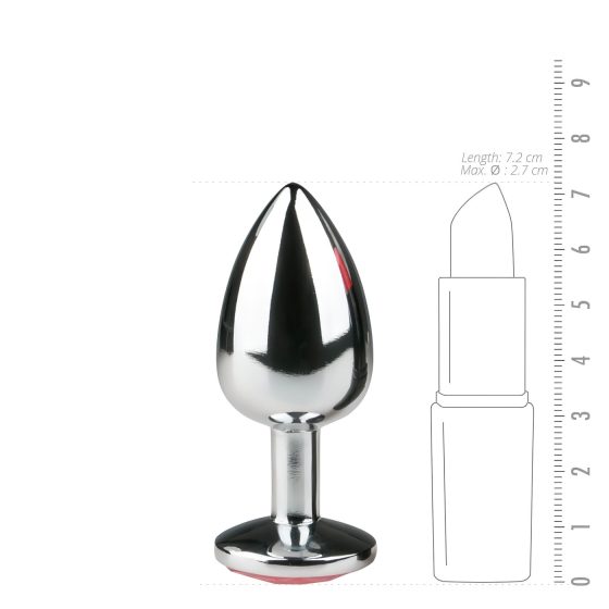 Easytoys Metal No.1 - stříbrný anální kolík s růžovým kamenem (2,7 cm)