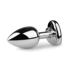   Easytoys Metal No.2 - anální kolík se srdcovým kamínkem (stříbrno-bílý)