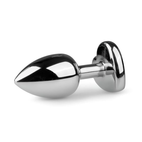 Easytoys Metal No.2 - anální kolík se srdcovým kamínkem (stříbrno-bílý)