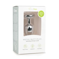   Easytoys Metal No.2 - anální kolík se srdcovým kamínkem (stříbrno-bílý)