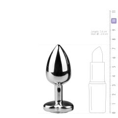   Easytoys Metal No.2 - anální kolík se srdcovým kamínkem (stříbrno-bílý)