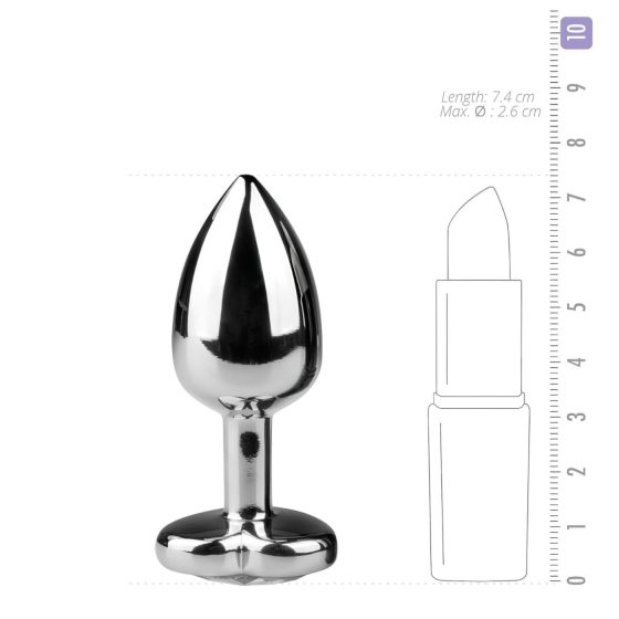 Easytoys - anální kolík srdíčkový kámen kovový stříbrný bílý