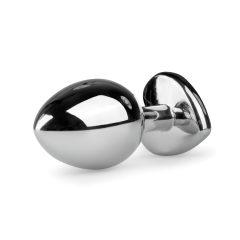   Easytoys Kovový No.7 - anální kolík se srdcem a bílým kamenem - stříbrný