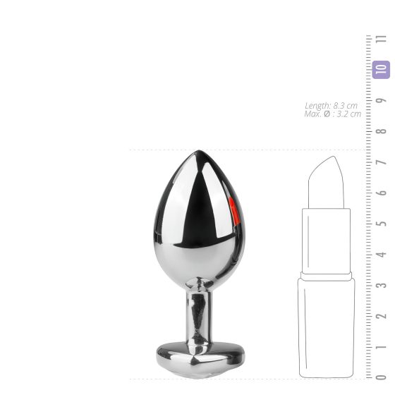 Easytoys Metal No.7 - anální plug se srdcem a bílým kamenem - stříbro