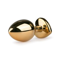   Easytoys Kovový Anální Kolík No.7 - růžový kámen, kužel, zlatý (3 cm)