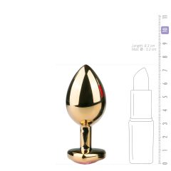   Easytoys Kovový Anální Kolík No.7 - růžový kámen, kužel, zlatý (3 cm)