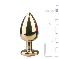   Easytoys Kovový anální kolík No.8 se srdcovou základnou - zlatá-růžová (3,5 cm)