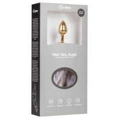   Easytoys Fox NO5 - kovový anální kolík s liščím ocasem (zlatá-stříbrná)