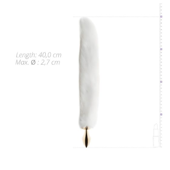 Easytoys Fox NO13 - kovový anální kolík s liščím ocasem - zlatý/bílý