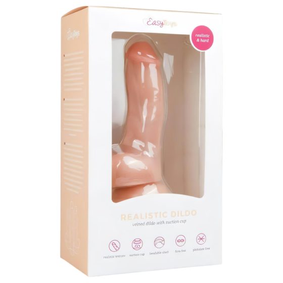 Easytoys - přísavkový dildo s varlaty (15 cm) - přírodní