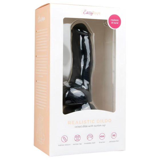 Easytoys - černé dildo s přísavkou a varlaty (15 cm)