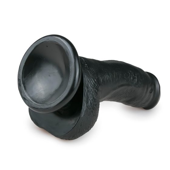 Easytoys - černé dildo s přísavkou a varlaty (15 cm)