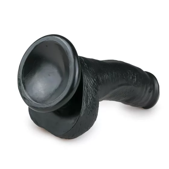 Easytoys - dildo s přísavkou a varlaty - černý 15 cm