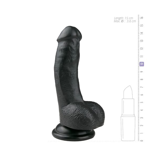 Easytoys - černé dildo s přísavkou a varlaty (15 cm)