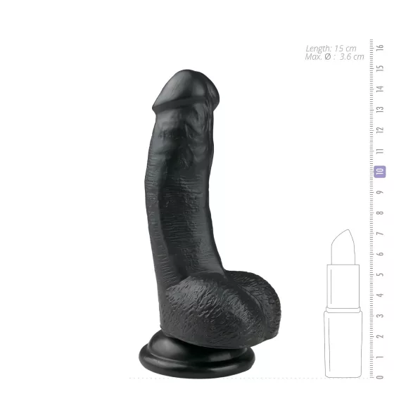 Easytoys - dildo s přísavkou a varlaty - černý 15 cm