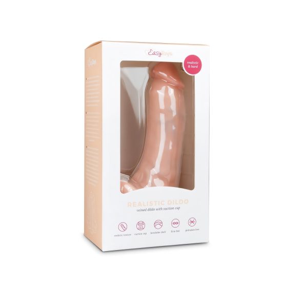 Easytoys - přísavkový, varlatový dildo (20 cm) - přírodní