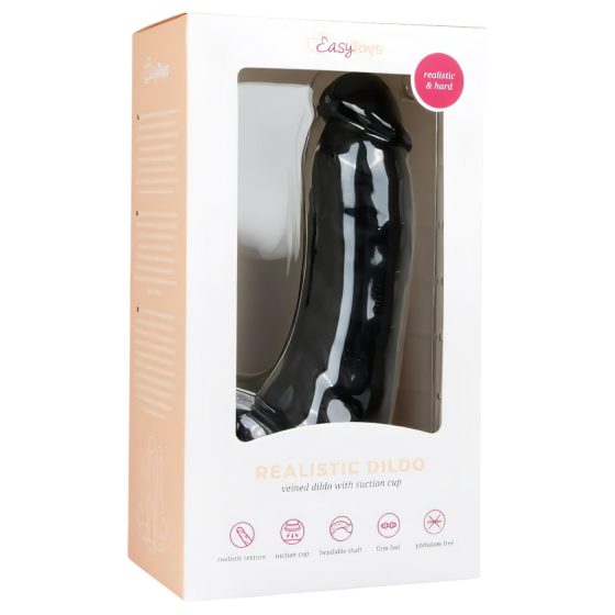 Easytoys - přísavkový dildo s varlaty (20 cm) - černý