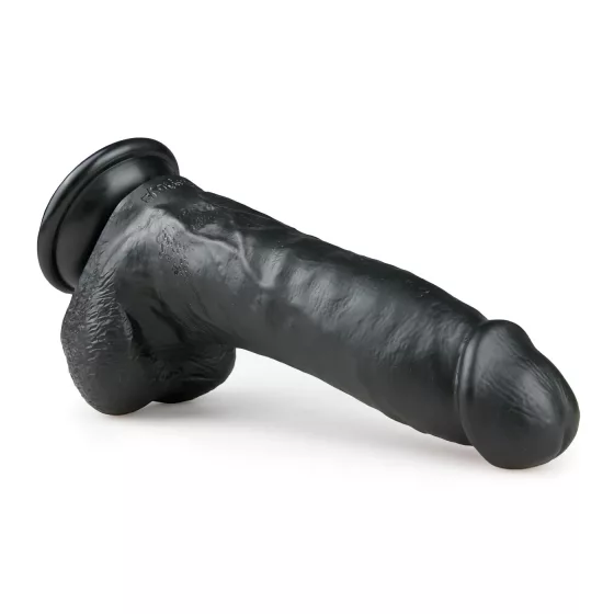 Easytoys - dildo s přísavkou a varlaty - černý 20 cm