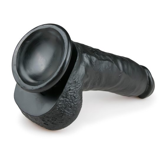 Easytoys - přísavkový dildo s varlaty (20 cm) - černý
