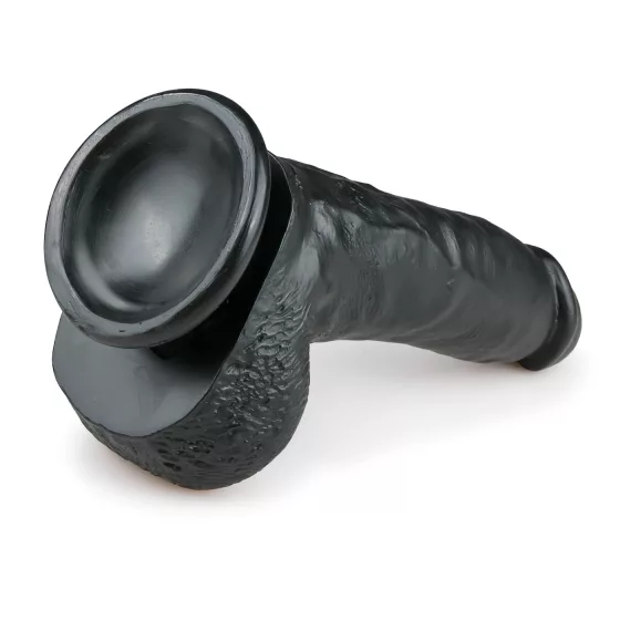 Easytoys - dildo s přísavkou a varlaty - černý 20 cm