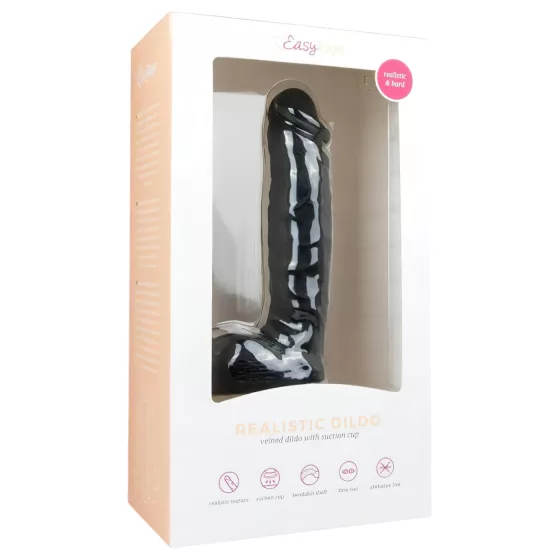 Easytoys - dildo s varlaty s přísavkou - černé 22,5 cm