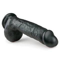 Easytoys - přísavkový dildo s varlaty (22,5 cm) - černý