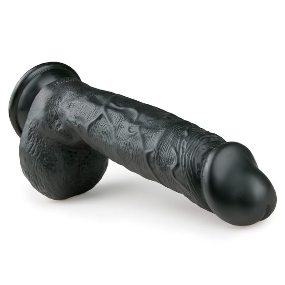 Easytoys - přísavkový dildo s varlaty (22,5 cm) - černý