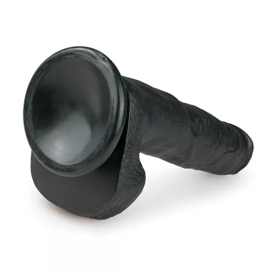 Easytoys - realistické dildo s přísavkou a varlaty - černé 26,5 cm