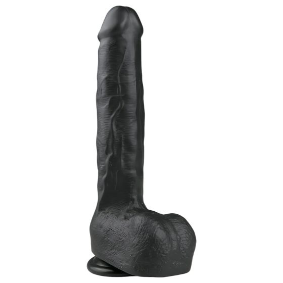 Easytoys - přísavkový velký dildo s varlaty (29,5 cm) - černý