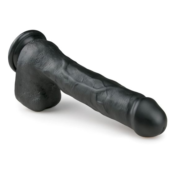 Easytoys - přísavkový velký dildo s varlaty (29,5 cm) - černý