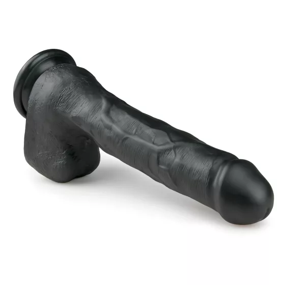 Easytoys - realistické dildo s přísavkou a varlaty - černé 29,5 cm