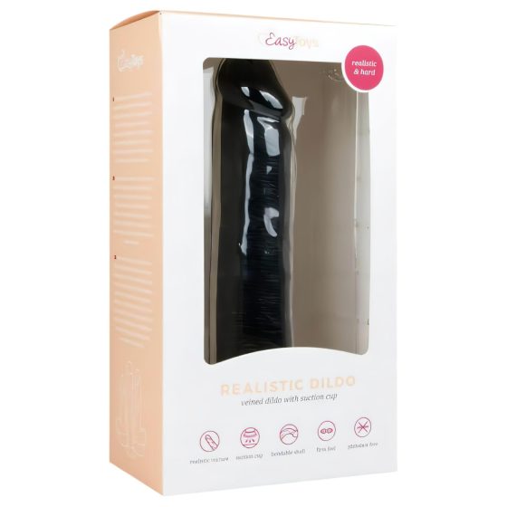 Easytoys - realistické dildo s přísavkou (20,5 cm) - černé