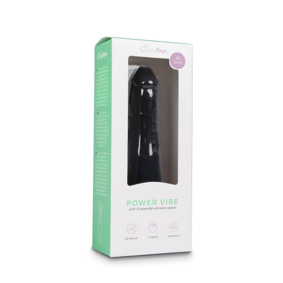 Easytoys Power Vibe - standard silikonový vibrátor ve tvaru penisu (černý)