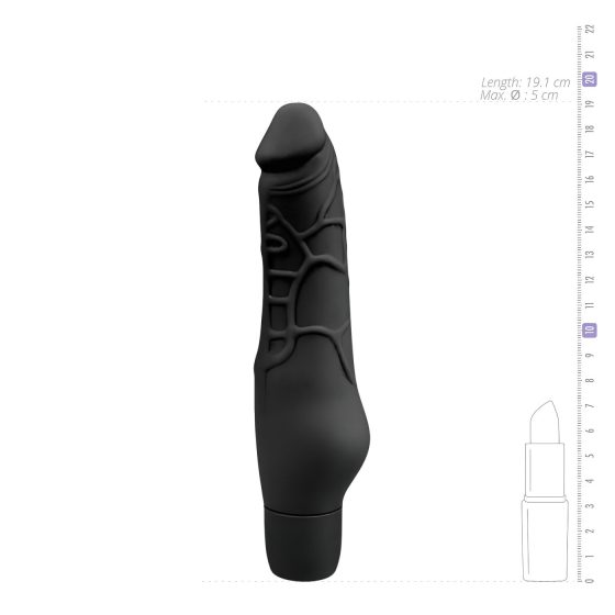 Easytoys Power Vibe - standard silikonový vibrátor ve tvaru penisu (černý)