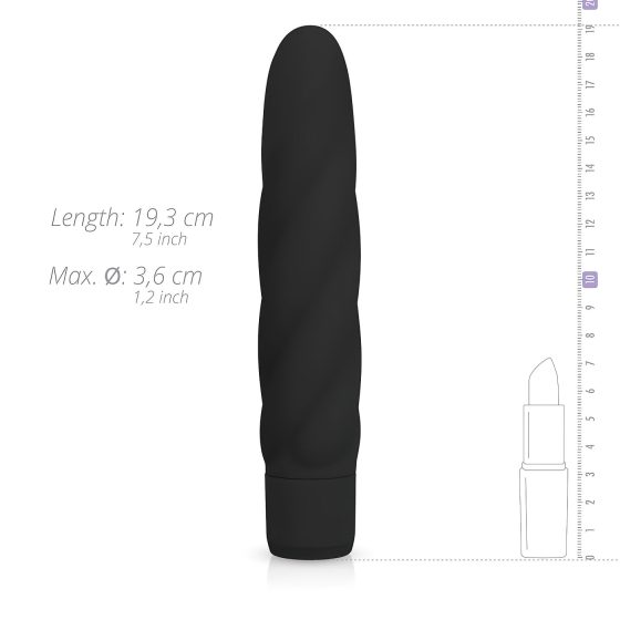 Easytoys Power Vibe - kroucený silikonový vibrátor (černý)