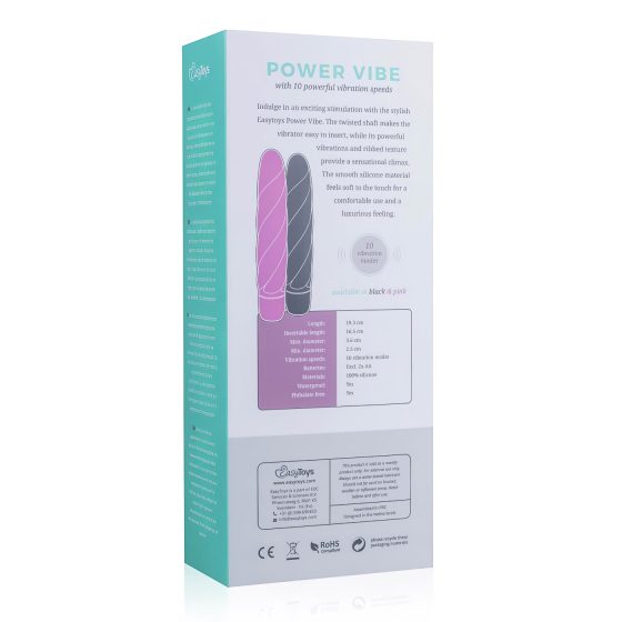 Easytoys Power Vibe - kroucený silikonový vibrátor (černý)