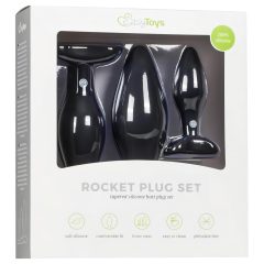 Easytoys Rocket - anální kolík sada - černá (3 díly)
