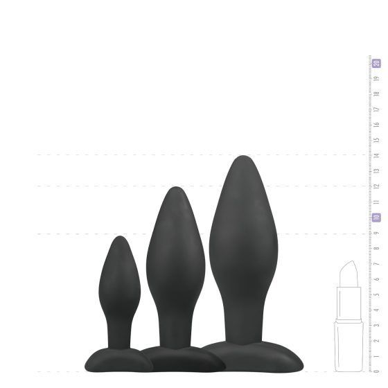 Easytoys Rocket - anální kolík sada - černá (3 díly)