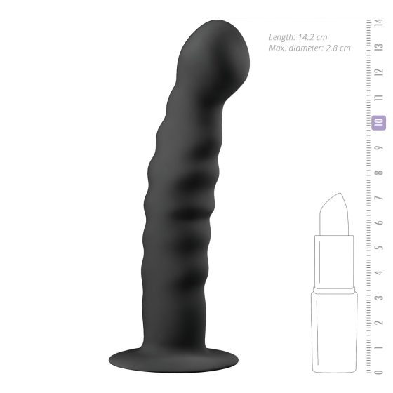 Easytoys Ribbed - anální dildo s přísavkou (14 cm) - černé