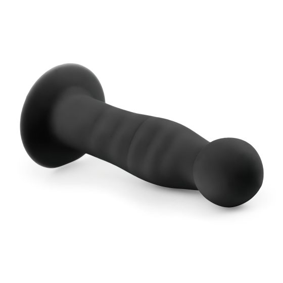 Easytoys Ribbed - anální dildo s přísavkou (14 cm) - černé
