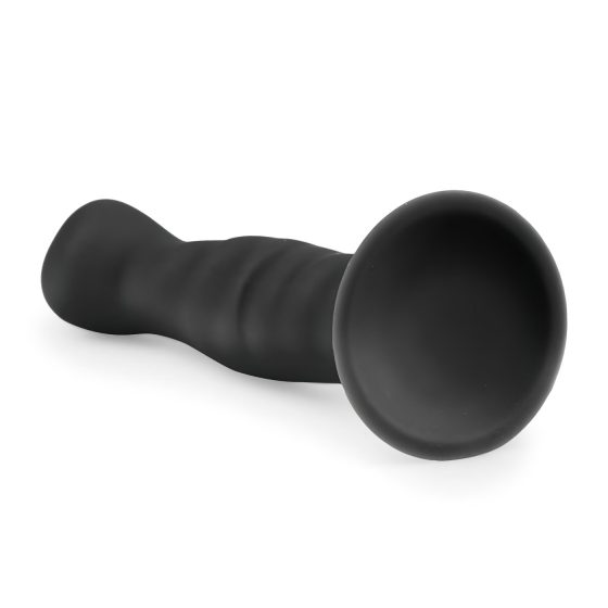 Easytoys Ribbed - anální dildo s přísavkou (14 cm) - černé