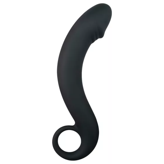 EasyToys - anální dildo zahnuté - silikon - černé