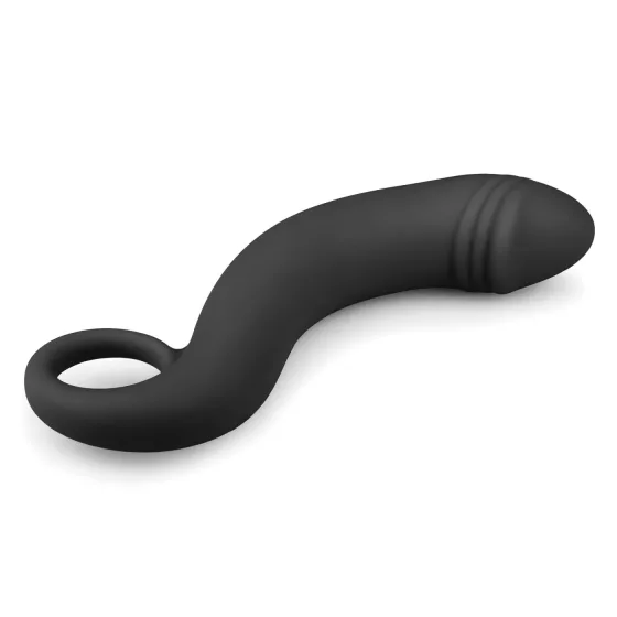 EasyToys - anální dildo zahnuté - silikon - černé
