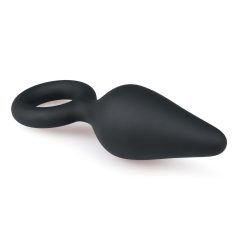   Easytoys Špičatý Plug - anální kolík s kroužkem - střední (černý)
