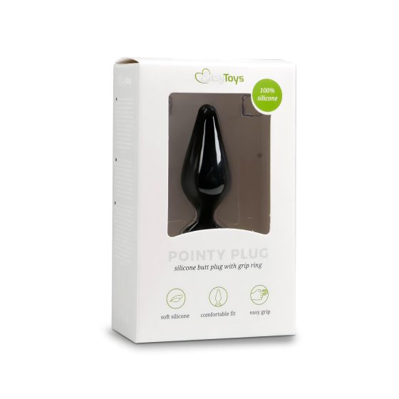Easytoys Špičatý Plug - anální kolík s kroužkem - střední (černý)